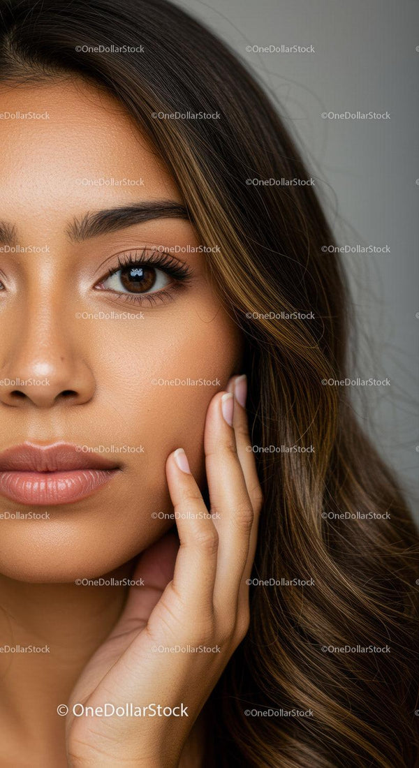 Close-Up Portrait of a Beautiful Woman with Brown Eyes and Wavy Hair