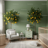 Modern Nursery with Lemon Trees and Green Wall for Peaceful Home Environment