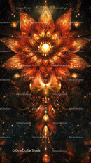 Vibrant Cosmic Flower with Fiery Fractal Glow