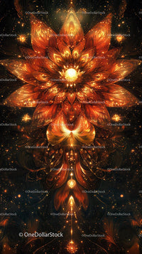 Vibrant Cosmic Flower with Fiery Fractal Glow