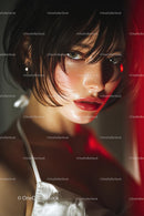 Dramatic Close-Up of a Beautiful Woman with Intense Expression