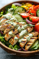 Fresh Grilled Chicken Salad with Cherry Tomatoes and Vegetables