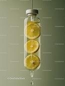 Lemon Slices in IV Drip Bottle for Hydration and Wellness