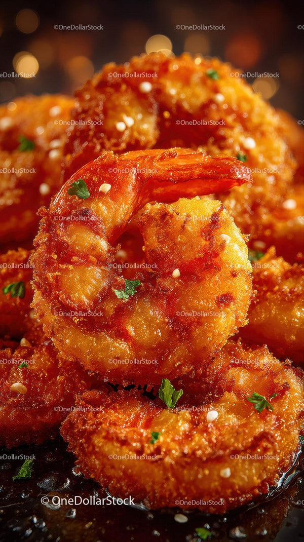 Crispy Fried Shrimp with Spicy Sauce and Fresh Herbs