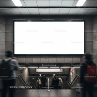 Commuters walking through urban underground passage