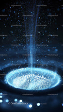 Futuristic Digital Data Stream with Glowing Blue Particles
