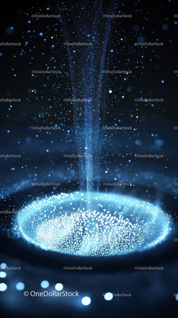 Futuristic Digital Data Stream with Glowing Blue Particles