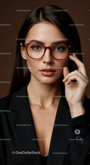 Elegant Woman Wearing Glasses Portrait with Fashionable Style