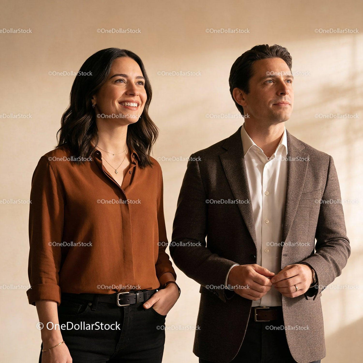 Confident young professionals sharing a positive moment