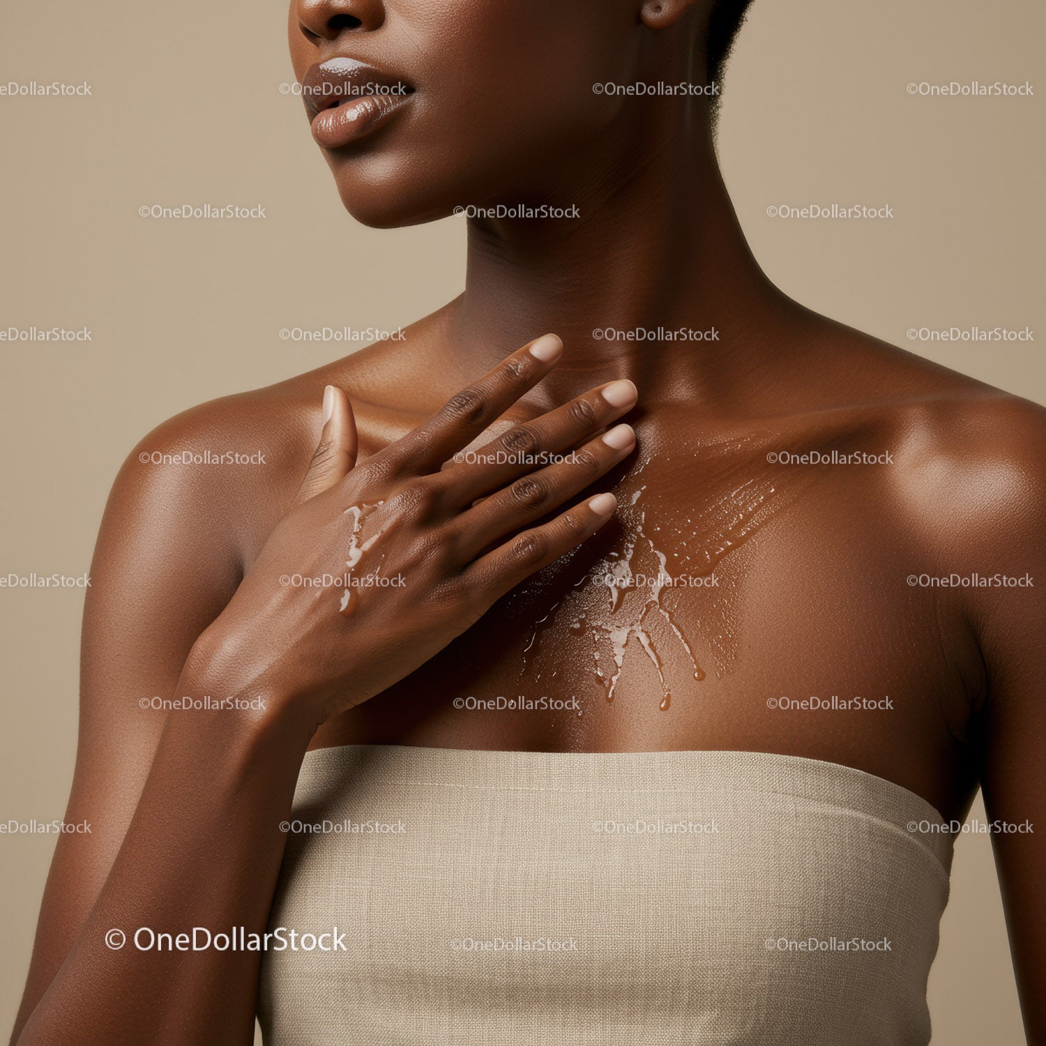 Elegant Woman with Smooth Skin and Confident Pose in Minimalist Style