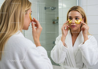 Young Woman Applying Under Eye Patches for Skincare Routine