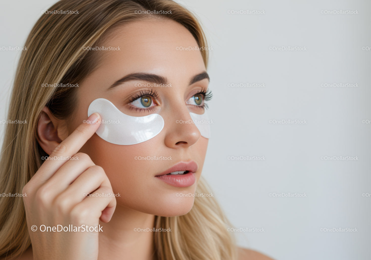 Young Woman Applying Eye Masks for Skin Rejuvenation in Spa Setting