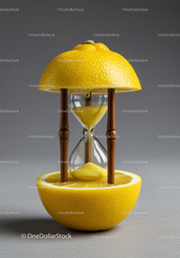 Hourglass Sand Timer Nested in Fresh Lemon Halves