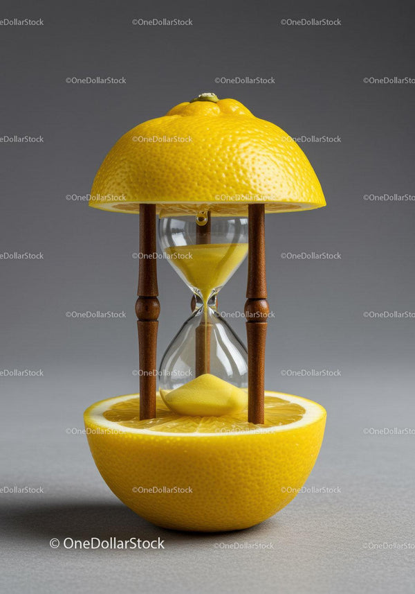 Hourglass Sand Timer Nested in Fresh Lemon Halves