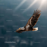 Majestic Bald Eagle in Flight Over Natural Skies