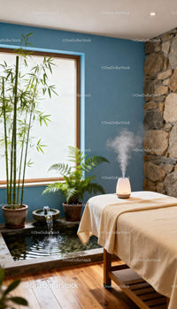 Calm Spa Room with Aromatherapy and Indoor Plants