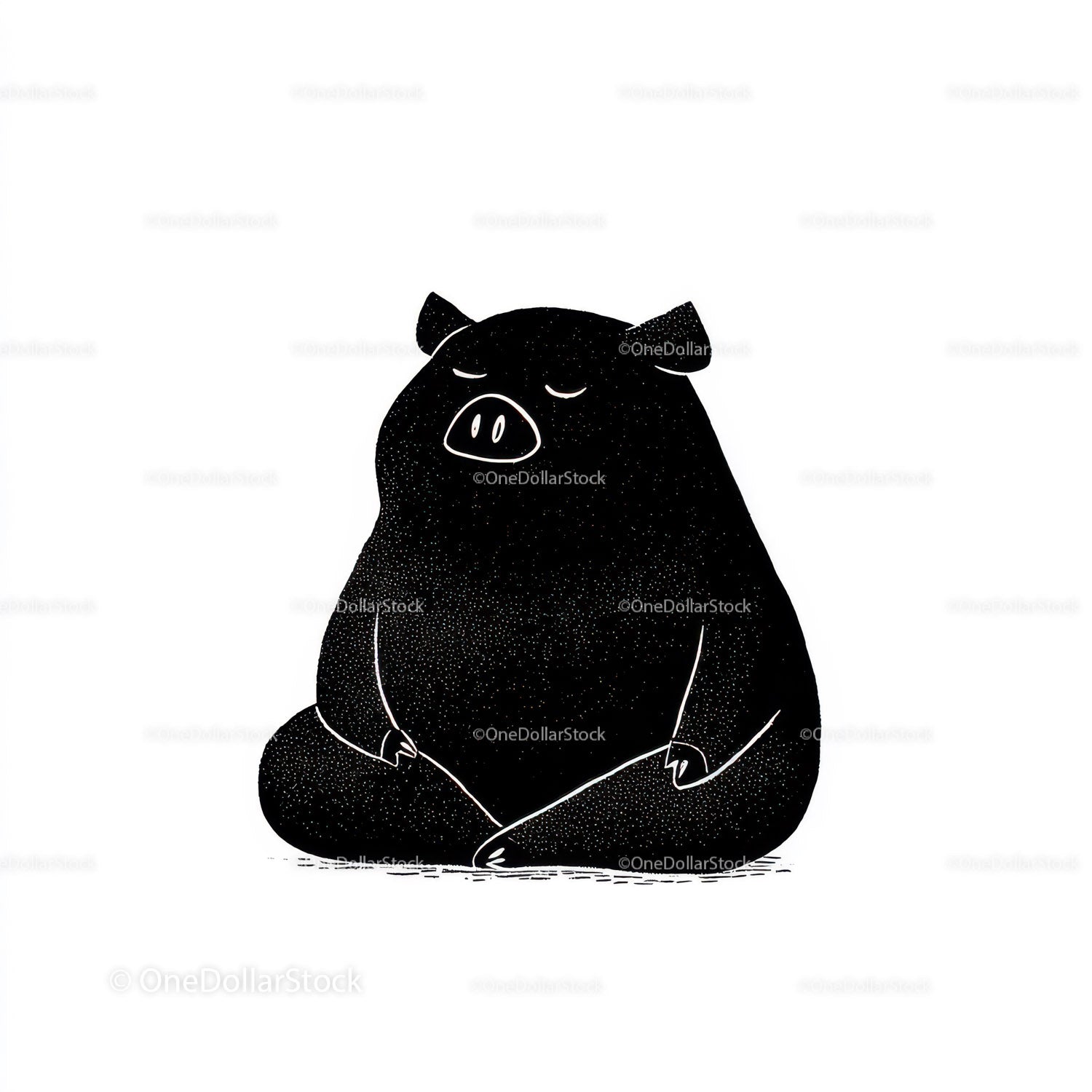 Black Pig Sculpture with Unique Textured Animal Art