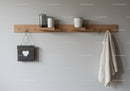 Minimalist Wooden Wall Mounted Coat Rack with Hooks and Shelves