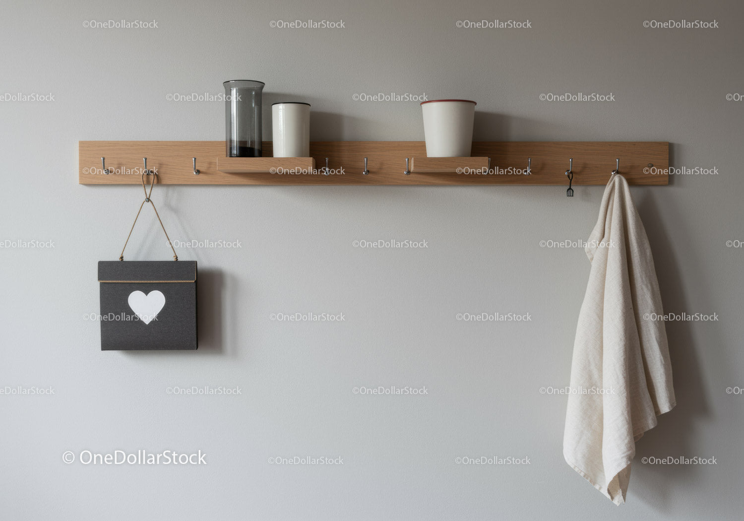 Minimalist Wooden Wall Mounted Coat Rack with Hooks and Shelves