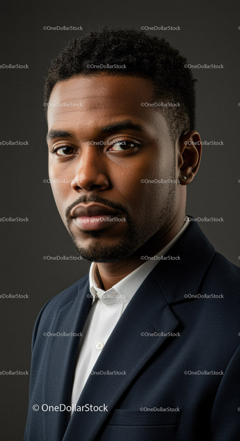 Confident young man in blazer with serious expression