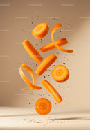 Floating Fresh Carrot Slices with Natural Earthy Details