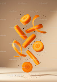 Floating Fresh Carrot Slices with Natural Earthy Details