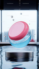 Floating Pink and Blue Soap Bars in Water with Modern Bathroom Atmosphere