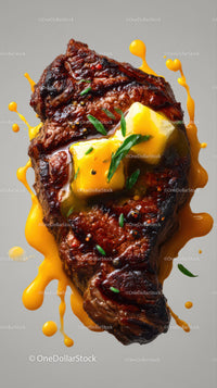 Juicy Grilled Steak with Melted Butter and Fresh Herbs