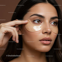 Young Woman Applying Under-Eye Gel Patches for Skin Rejuvenation