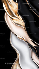 Elegant Metallic Wave Abstract with Gold and Black Tones