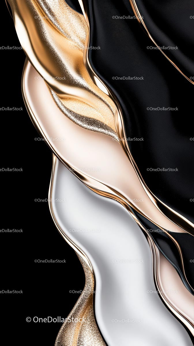 Elegant Metallic Wave Abstract with Gold and Black Tones