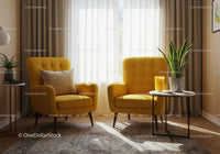 Cozy corner with yellow armchairs and natural light