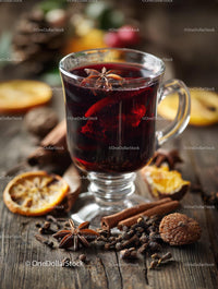 Mulled Wine with Spices and Citrus in Rustic Setting