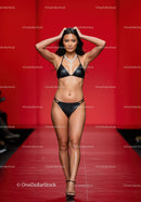 Black Bikini Model Walking Runway in Fashion Show