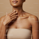 Close-Up of Elegant Woman with Glowing Skin and Nude Shoulder