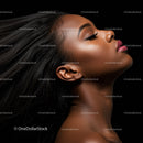 Elegant profile of confident woman with flowing hair