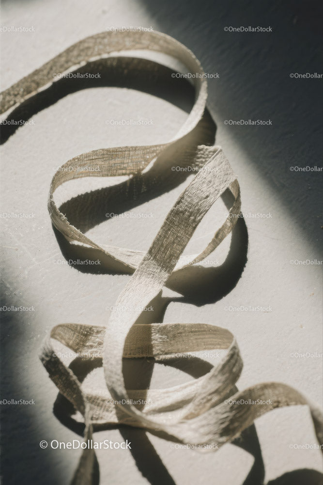 Elegant Fabric Ribbon Curled on Light Surface