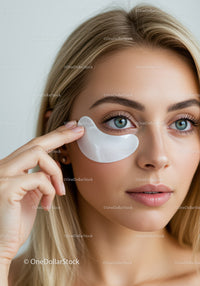 Woman Applying Under-Eye Patch for Skincare Facial