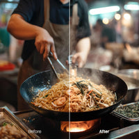 Before and after Moody Urban Food Lightroom preset edit