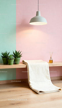 Cozy wellness corner with succulents and soft textile