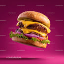 Gourmet Cheeseburger with Lettuce, Pickles, and Melted Cheese