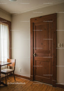 Wooden Interior Door with Frame in Cozy Home Setting