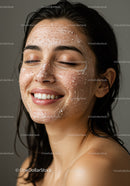 Close-up of Woman with Foam Facial Mask Showing Clear Smooth Skin
