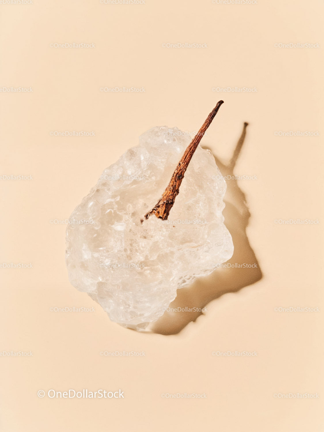 Close up of crystallized rock candy with stick