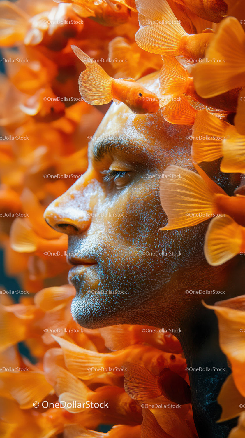 Serene Orange Goldfish with Flowing Fins in Aquarium