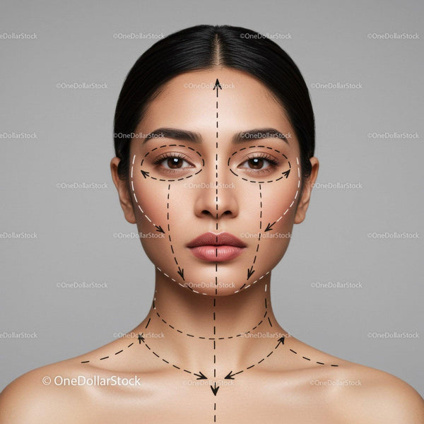 Female Facial Treatment with Markings for Cosmetic Procedures