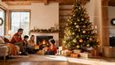 Family sharing gifts by Christmas tree in cozy living room