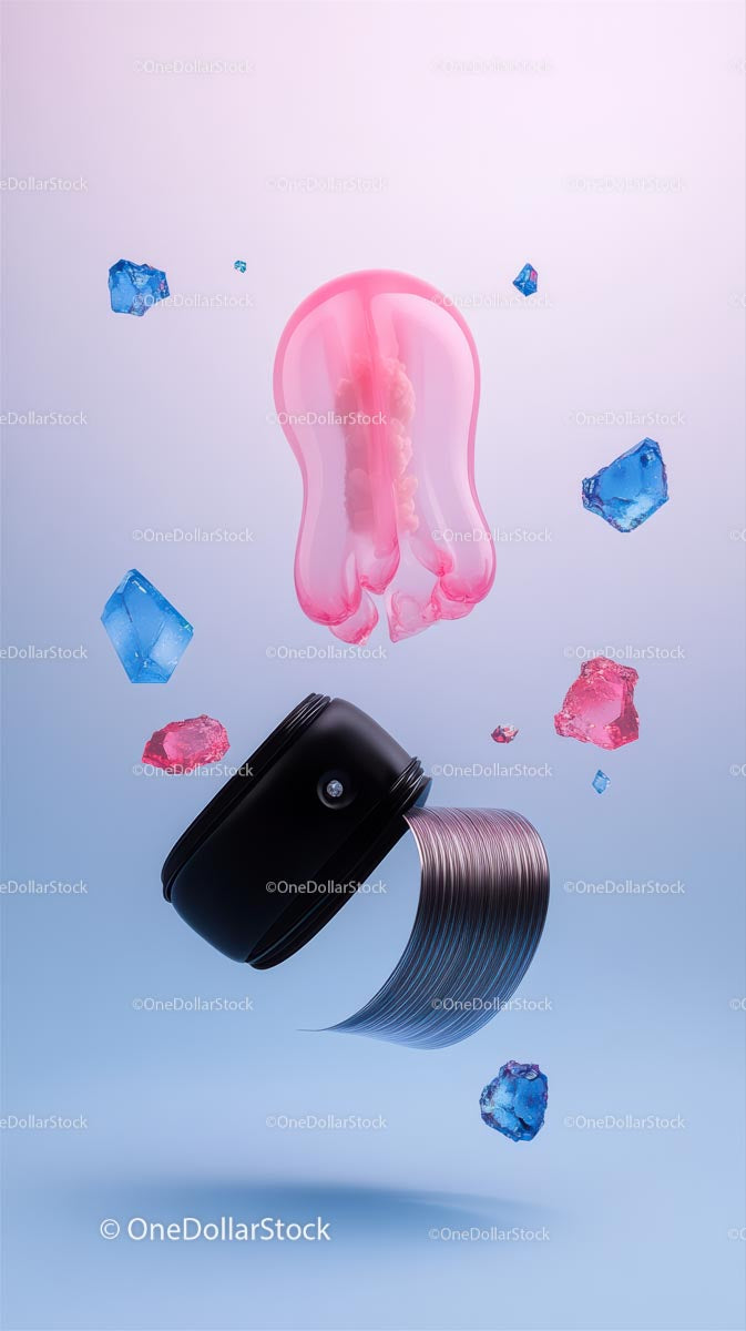 Pink Inflatable Sex Toy and Black Vibrator with Floating Ice Cubes