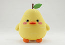 Yellow Plush Duck Toy with Green Leaf and Orange Beak