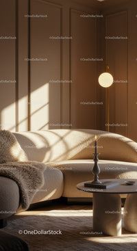 Cozy modern living room with soft natural light